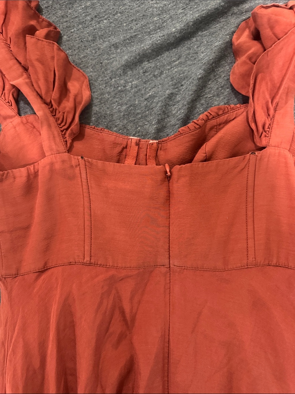 FARM Rio Rust Ruffle-Shoulder Maxi Dress - Picture 6 of 6